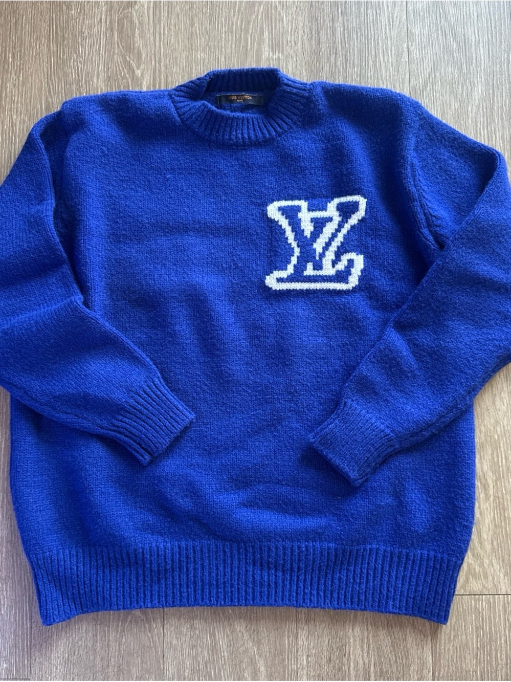 Louis Vuitton Royal Blue Crewneck Sweater with White LV Emblem